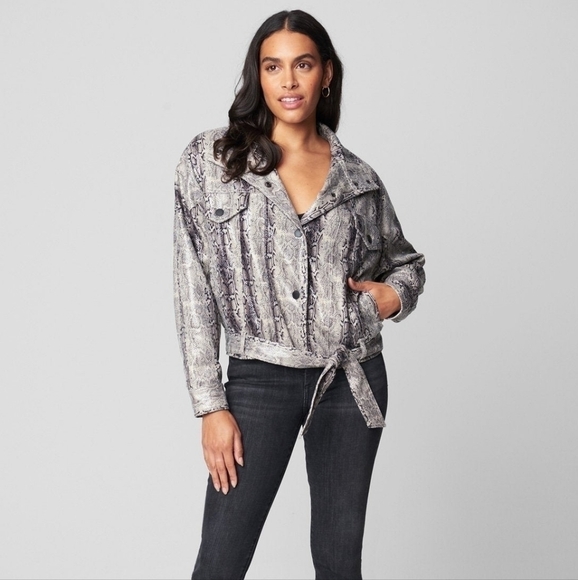 NWT Blank NYC Here We Go Again Faux Leather Snake Moto Jacket Size Small $128 - Picture 4 of 11